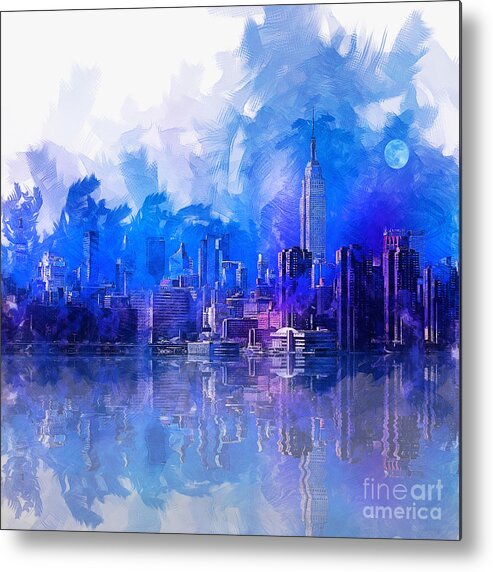 Cityscape Metal Print featuring the painting New York by Ian Mitchell