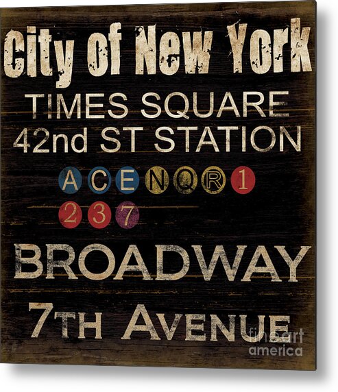 New York Metal Print featuring the mixed media New York Subway by Grace Pullen