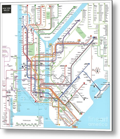 Subway Metal Print featuring the photograph New York Subway Map by Doc Braham