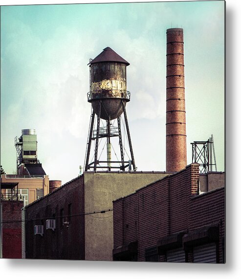 Water Towers Metal Print featuring the photograph New York Water Towers 19 - Urban Industrial Art Photography by Gary Heller