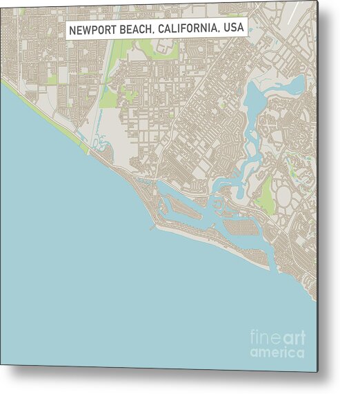 Newport Beach Metal Print featuring the digital art Newport Beach California US City Street Map by Frank Ramspott