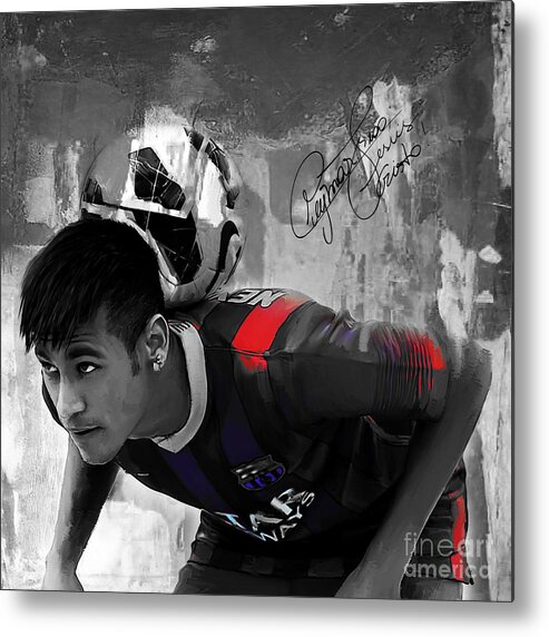 Messi Metal Print featuring the painting Neymar 02 by Gull G