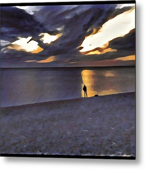 Clouds Old House Weather Lighthouses Boats Sea Ocean Harbor Combine Cats Northern Lights Trees Windmills Alpacas Animals Prairie Elevators Grass Rocks Weeds Flowers   Metal Print featuring the photograph Night Fisher by David Matthews