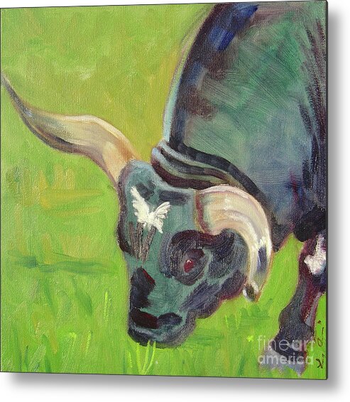 Long-horn Metal Print featuring the painting Obstinance by Lilibeth Andre