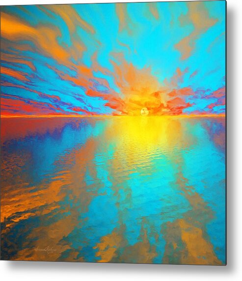 Sunset Metal Print featuring the painting Ocean Sunset by Susanna Katherine