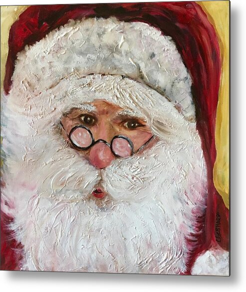 Santa Clause Portrait Metal Print featuring the painting Magical O'l St. Nick by Chuck Gebhardt