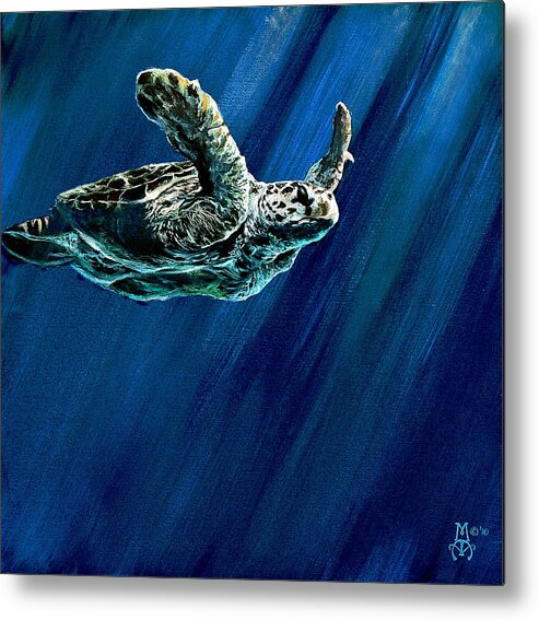 Turtle Metal Print featuring the painting Old Man of the Sea by Marco Aguilar