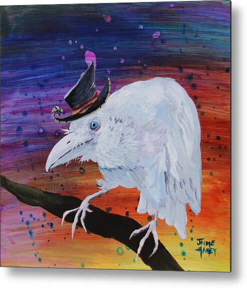 Old Raven Metal Print featuring the painting Old Timer by Jaime Haney
