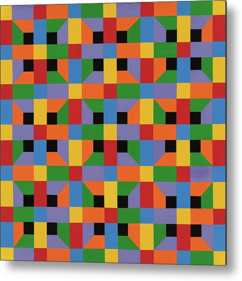 Abstract Metal Print featuring the painting Open Quadrilateral Lattice by Janet Hansen