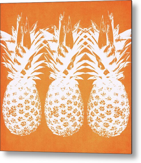 Pineapple Metal Print featuring the painting Orange and White Pineapples- Art by Linda Woods by Linda Woods