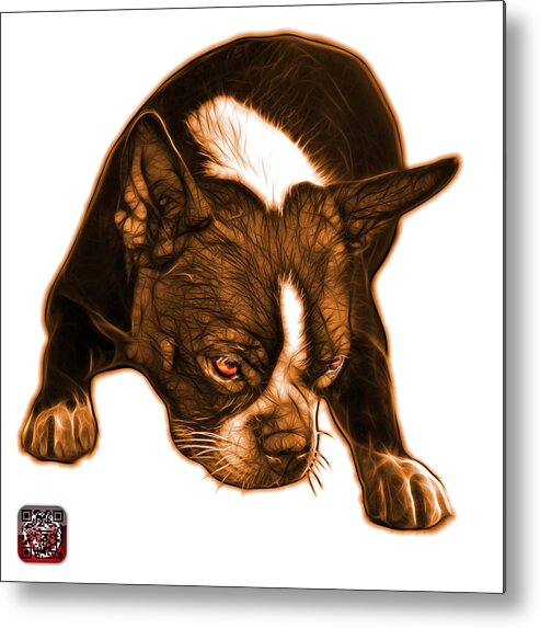 Boston Terrier Metal Print featuring the mixed media Orange Boston Terrier Art - 8384 - WB by James Ahn