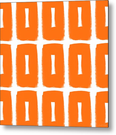 Orange Metal Print featuring the mixed media Orange Boxes- Art by Linda Woods by Linda Woods