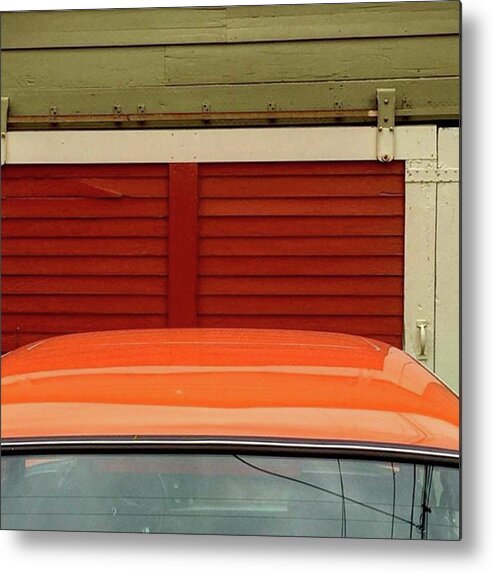 Green Metal Print featuring the photograph Orange Car Passed Me While Driving. I by Ginger Oppenheimer