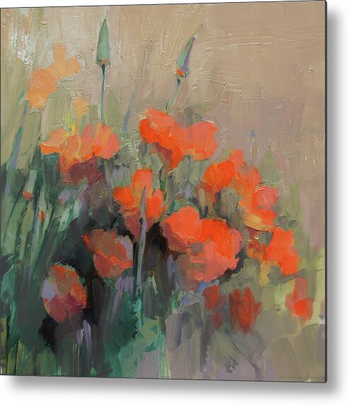 Floral Metal Print featuring the painting Orange Poppies by Cathy Locke