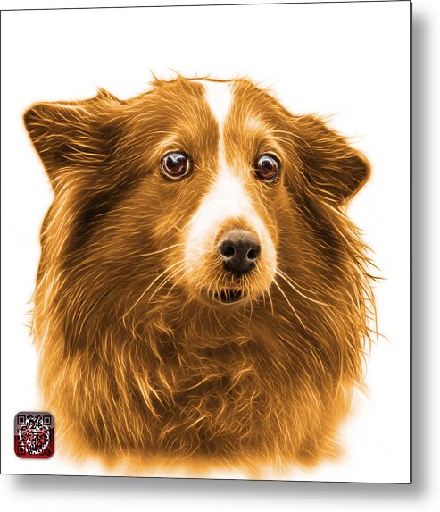 Sheltie Metal Print featuring the mixed media Orange Shetland Sheepdog Dog Art 9973 - WB by James Ahn