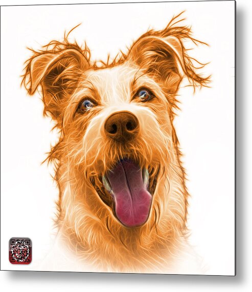 Terrier Metal Print featuring the painting Orange Terrier Mix 2989 - WB by James Ahn