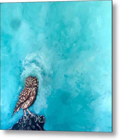 Owl Metal Print featuring the painting Owl by Joel Tesch