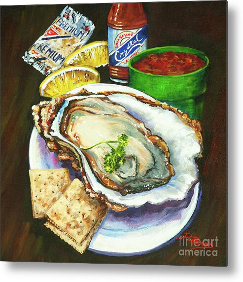  Louisiana Oyster Metal Print featuring the painting Oyster and Crystal by Dianne Parks