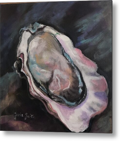Shellfish Metal Print featuring the painting Oyster by Gloria Smith
