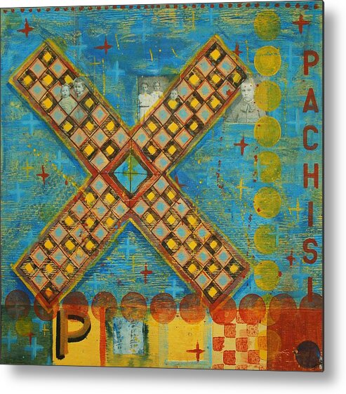 Games Metal Print featuring the painting Pachisi by Judy Anderson