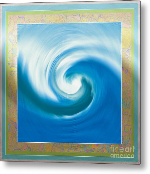 Pacific Metal Print featuring the painting PacSwirl with border by Shelley Myers