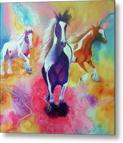 Horses Metal Print featuring the painting Painted Horses by Gerry Delongchamp