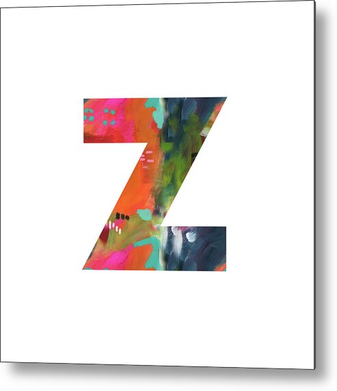 Z Metal Print featuring the painting Painted Letter Z-Monogram Art by Linda Woods by Linda Woods