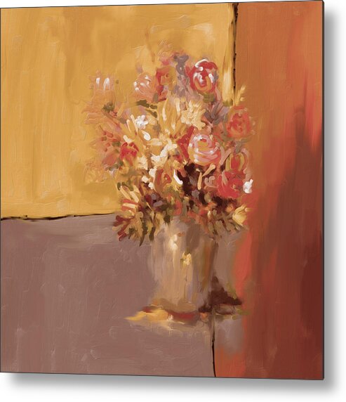 Nature Metal Print featuring the painting Painting 394 2 Flower Vase by Mawra Tahreem