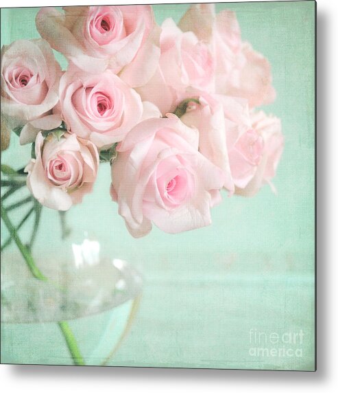 Pink Metal Print featuring the photograph Pale Pink Roses by Lyn Randle