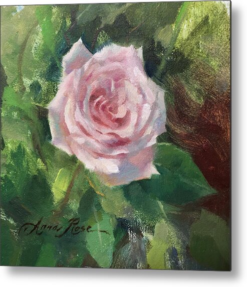 Rose Metal Print featuring the painting Pale Rose Study by Anna Rose Bain