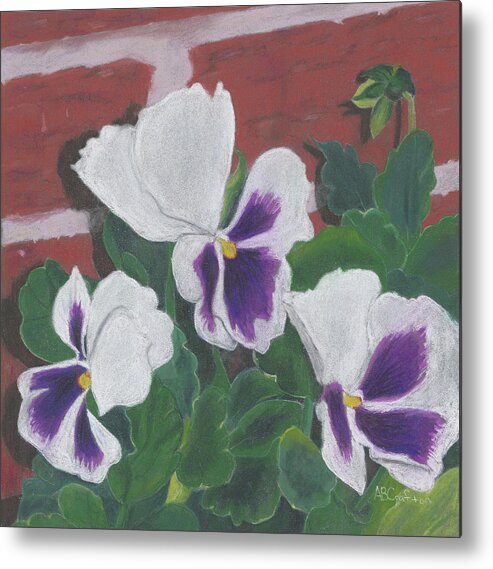 Pansy Metal Print featuring the painting Pansy Trio by Arlene Crafton
