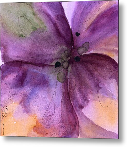 Watercolor Metal Print featuring the painting Pansy 3 by Dawn Derman