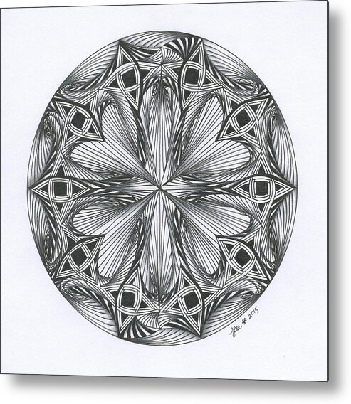 Paradox Metal Print featuring the drawing Paradoxical Zendala by Jan Steinle