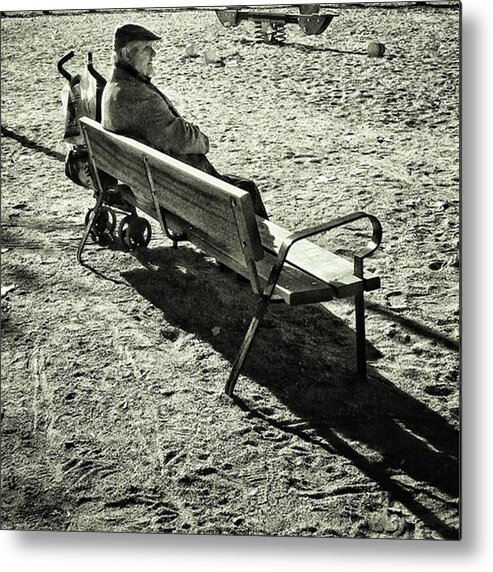 Bw_lover Metal Print featuring the photograph Parked Sir
#bench #man #park by Rafa Rivas