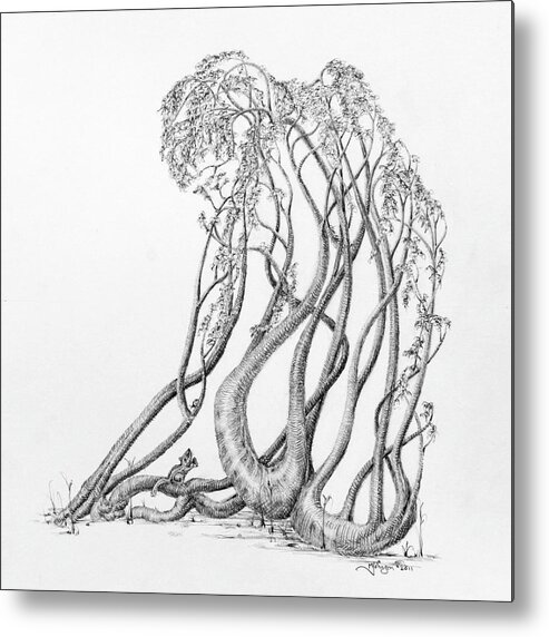 Tree Dancer Metal Print featuring the drawing Passing Glances by Mark Johnson