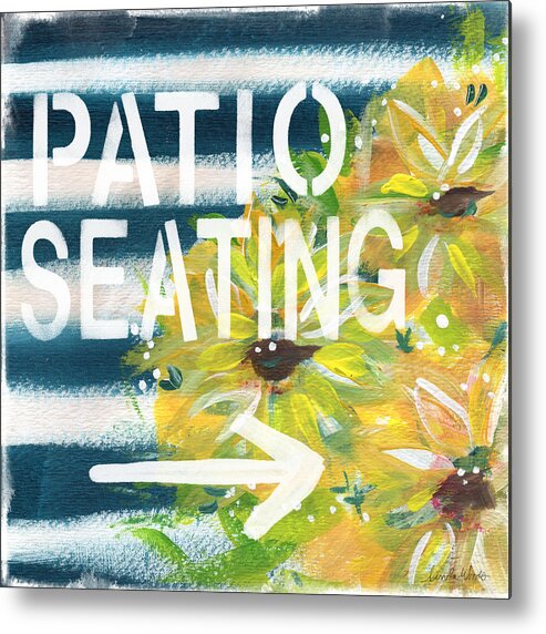 Patio Seating Metal Print featuring the painting Patio Seating- By Linda Woods by Linda Woods