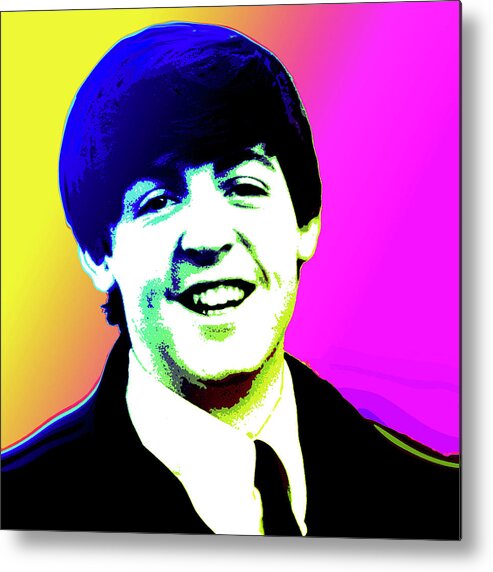Paul Mccartney Beatles Singer Musician 1960s Pop Art Metal Print featuring the painting Paul McCartney by Greg Joens