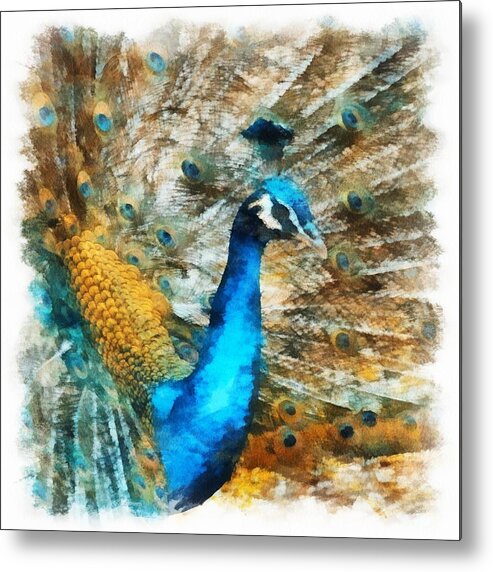 Bird Metal Print featuring the digital art Peacock by Charmaine Zoe