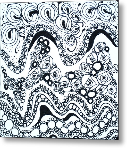 Zentangle Metal Print featuring the drawing Pebbles by Carole Brecht