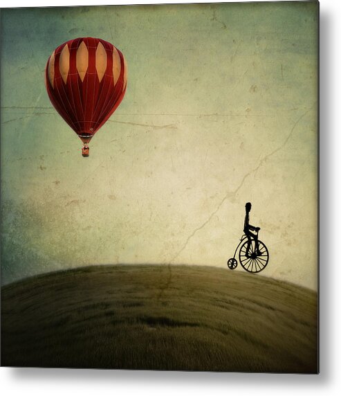 Hot Air Balloon Metal Print featuring the photograph Penny Farthing for Your Thoughts by Irene Suchocki