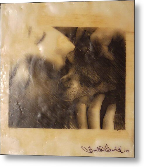  Metal Print featuring the photograph Pet Therapy Encaustic by Heather Hennick