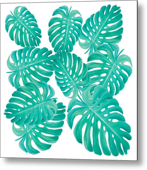 Philodendron Leaves Metal Print featuring the painting Philodendron Leaves by Jan Matson
