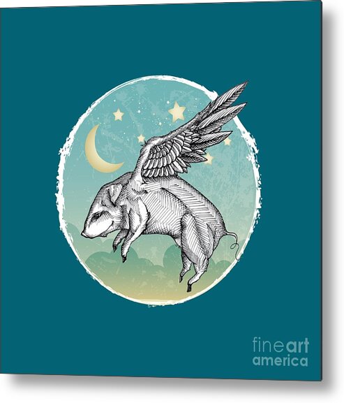Alice In Wonderland Metal Print featuring the photograph Pigs Fly - 2 by Mary Machare