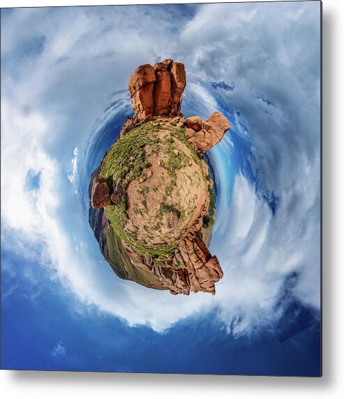 American West Metal Print featuring the photograph Pikes Peak Tiny Planet #1 by Chris Bordeleau