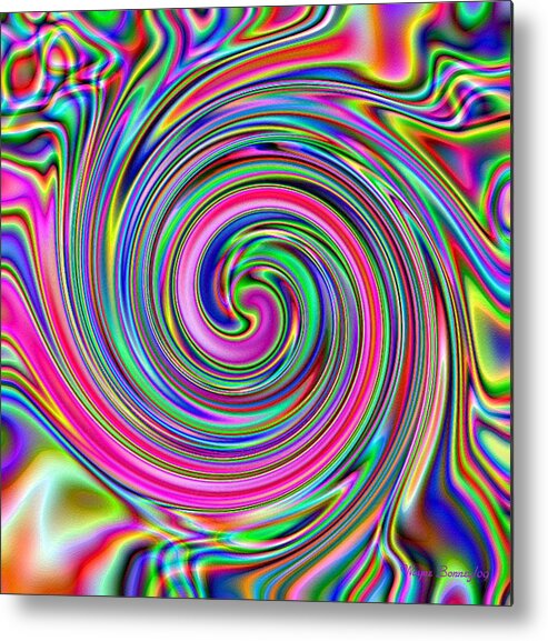 Purple Metal Print featuring the painting Pink Electric Swirl by Wayne Bonney