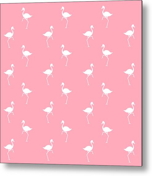 Flamingo Metal Print featuring the mixed media Pink Flamingos Pattern by Christina Rollo