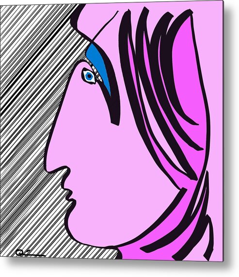 Face Metal Print featuring the digital art Pink Scarf by Jeffrey Quiros