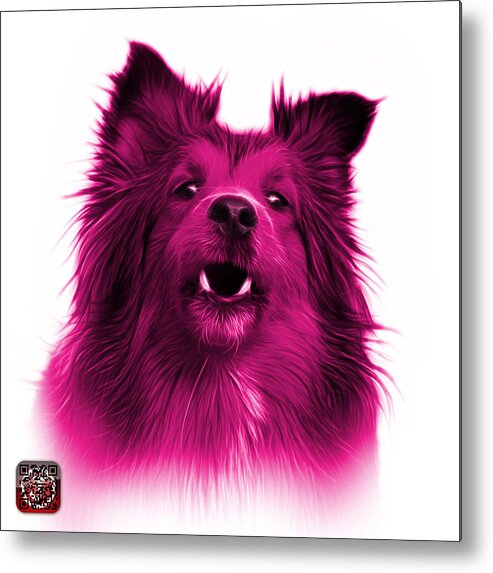 Sheltie Metal Print featuring the painting Pink Sheltie Dog Art 0207 - WB by James Ahn