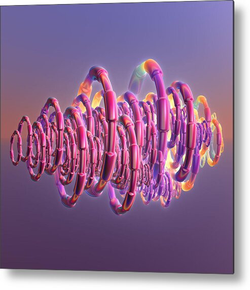 Digital Art Metal Print featuring the digital art Pink Swirls by Rosalie Scanlon