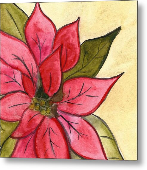 Christmas Metal Print featuring the painting Poinsettia by Monica Martin
